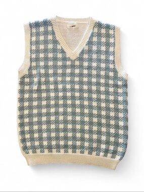 🤍Esprit Vintage V-Neck Blue & Cream Sweater Vest / Tank Top